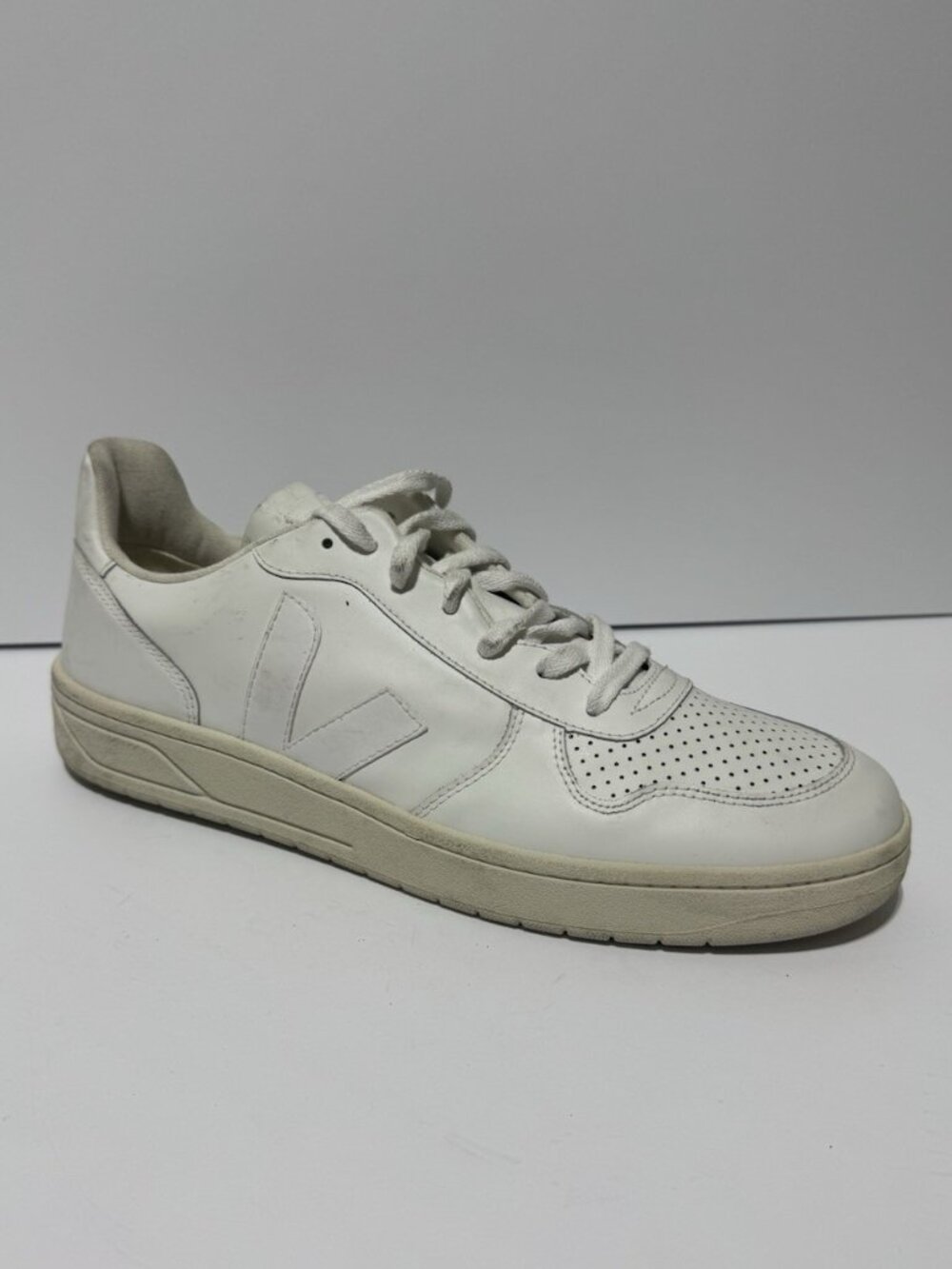 Veja Men's V10 White Lace-Up Sneakers, Size 12 M